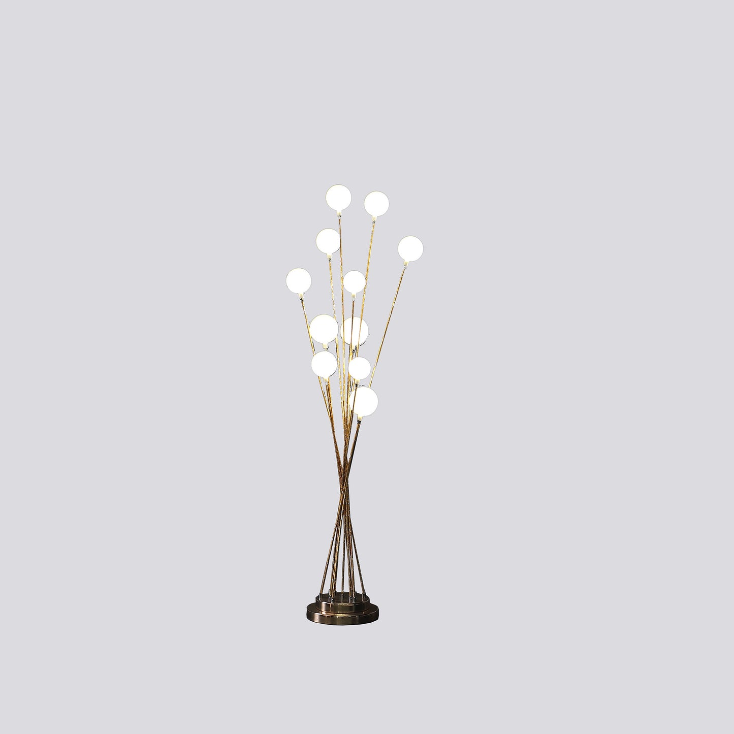 46" Golden Chrome Contemporary Multi Light LED Floor Lamp By Homeroots | Floor Lamps | Modishstore - 2