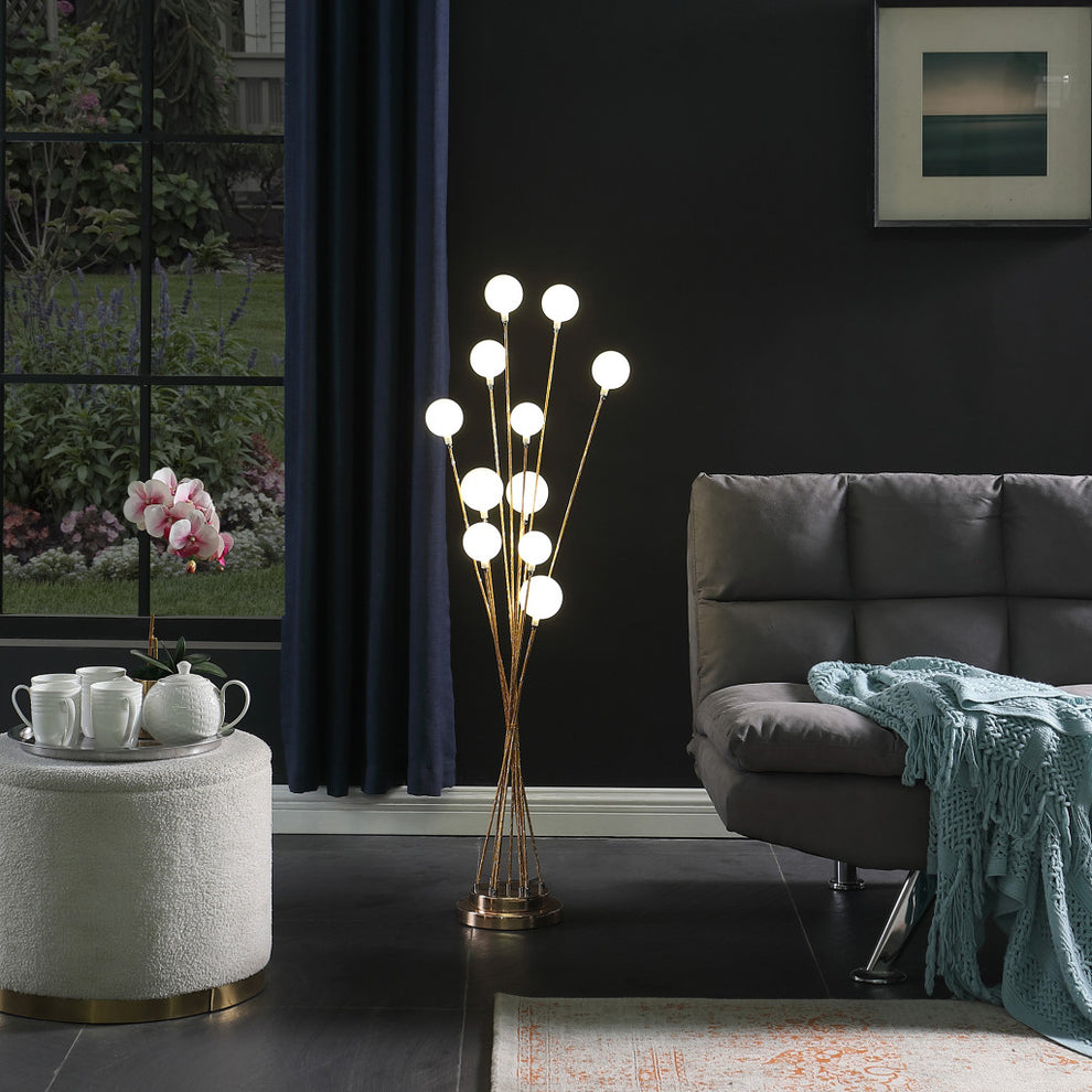 46" Golden Chrome Contemporary Multi Light LED Floor Lamp By Homeroots | Floor Lamps | Modishstore
