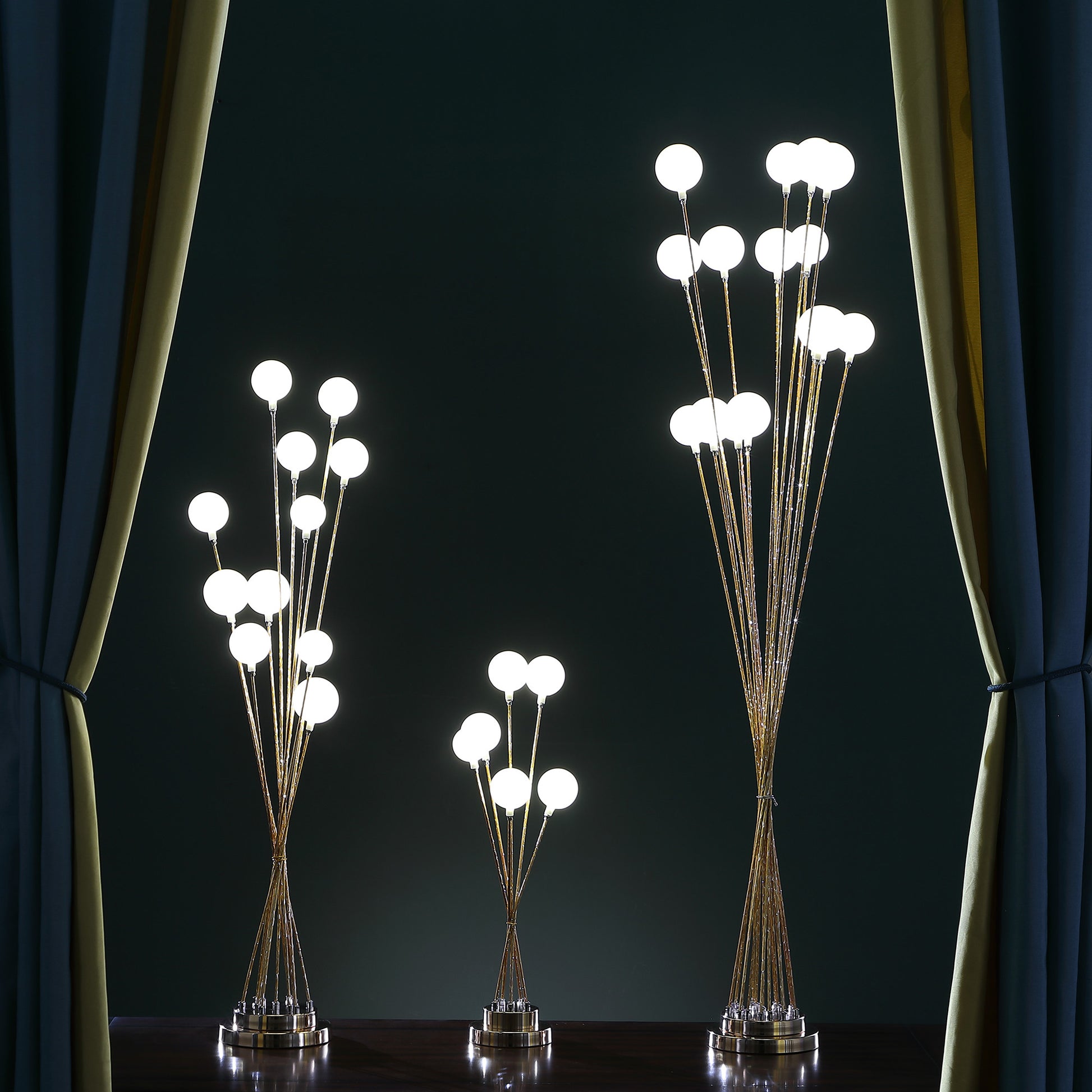 46" Golden Chrome Contemporary Multi Light LED Floor Lamp By Homeroots | Floor Lamps | Modishstore - 4
