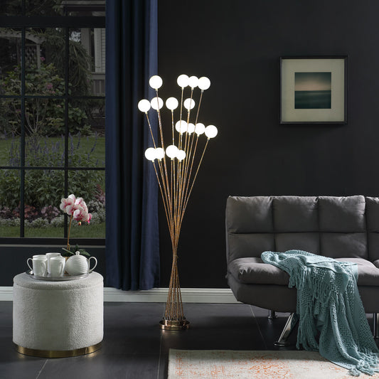 62" Golden Chrome Contemporary Multi Light LED Floor Lamp By Homeroots | Floor Lamps | Modishstore - 3