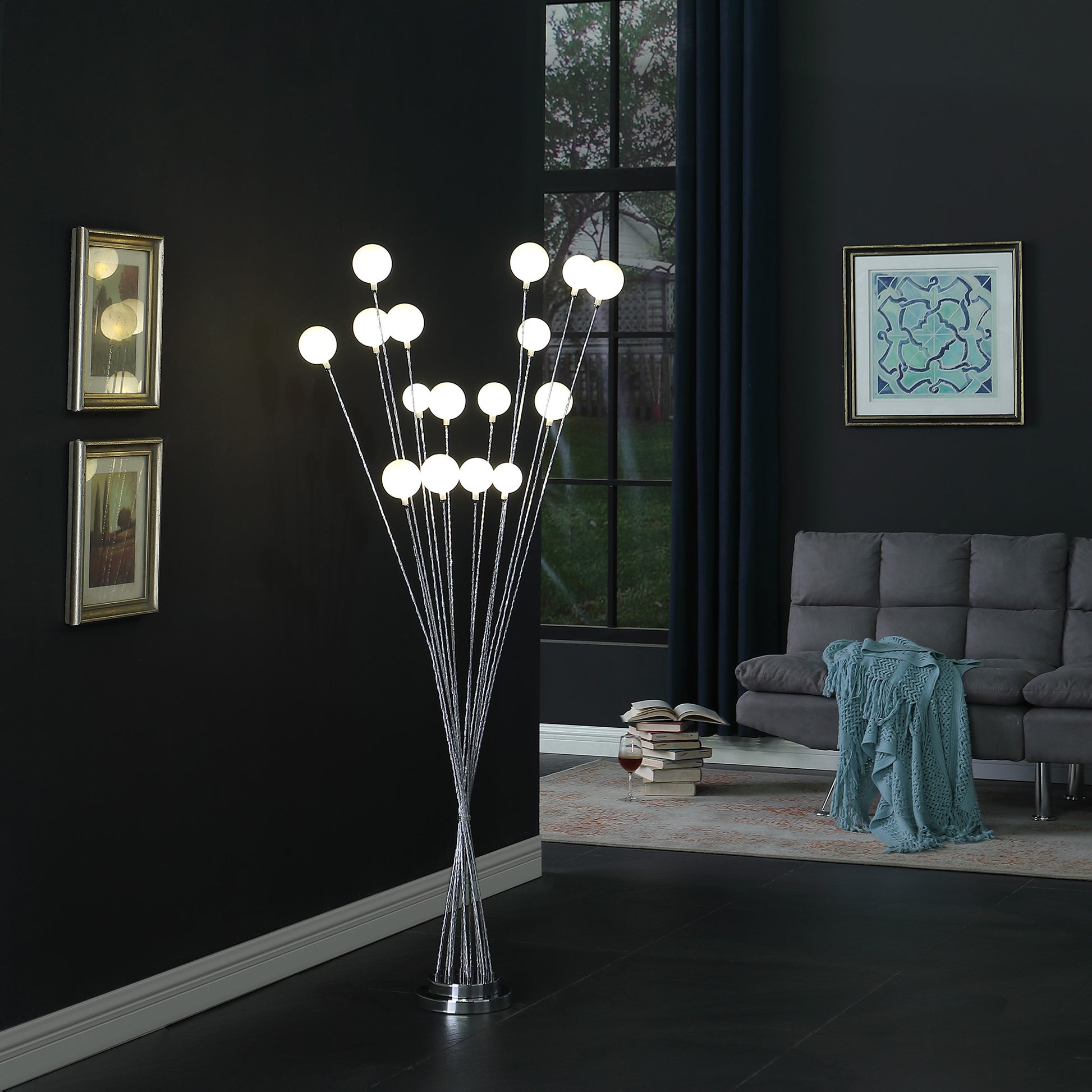 62" Golden Chrome Contemporary Multi Light LED Floor Lamp By Homeroots | Floor Lamps | Modishstore - 10