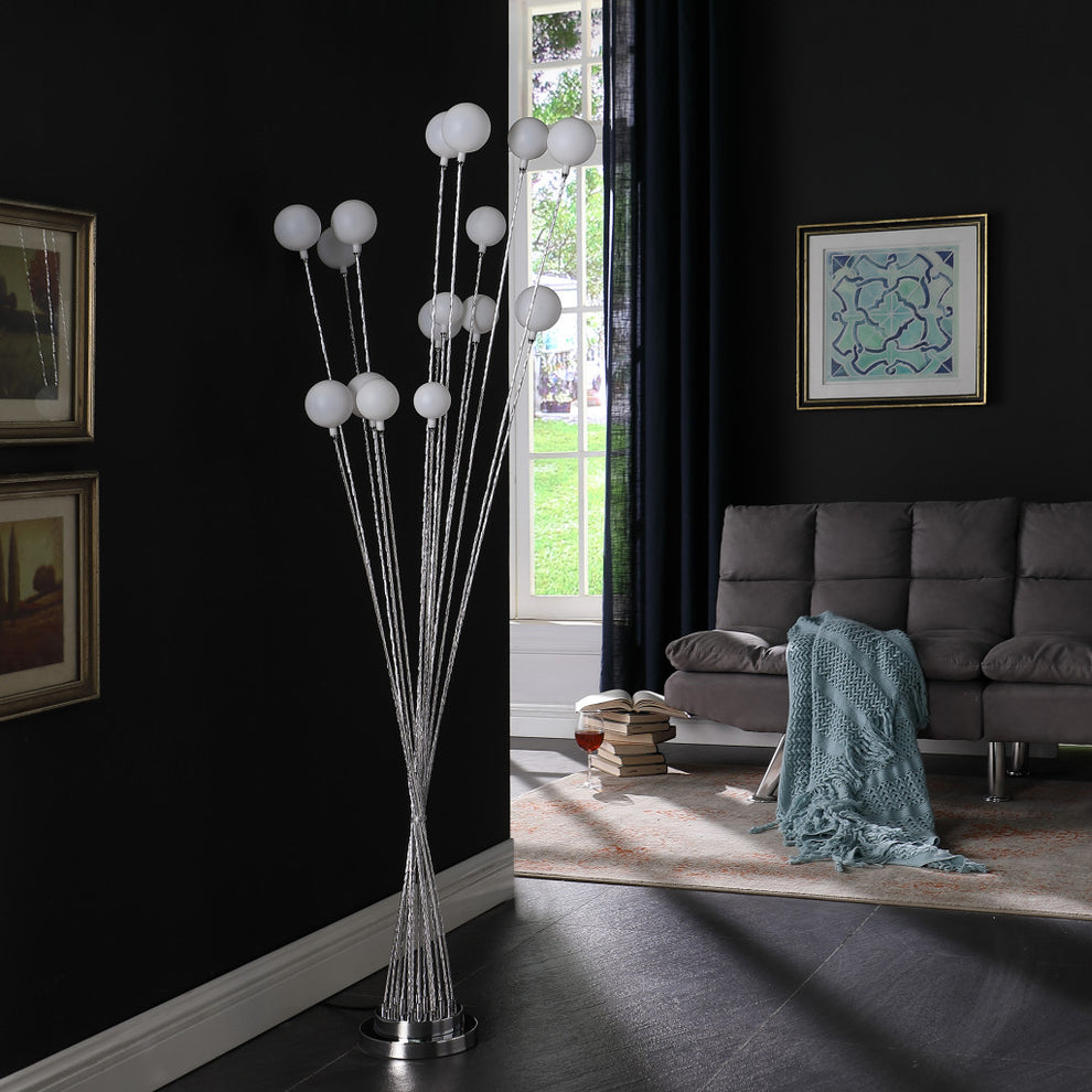 62" Golden Chrome Contemporary Multi Light LED Floor Lamp By Homeroots | Floor Lamps | Modishstore - 12