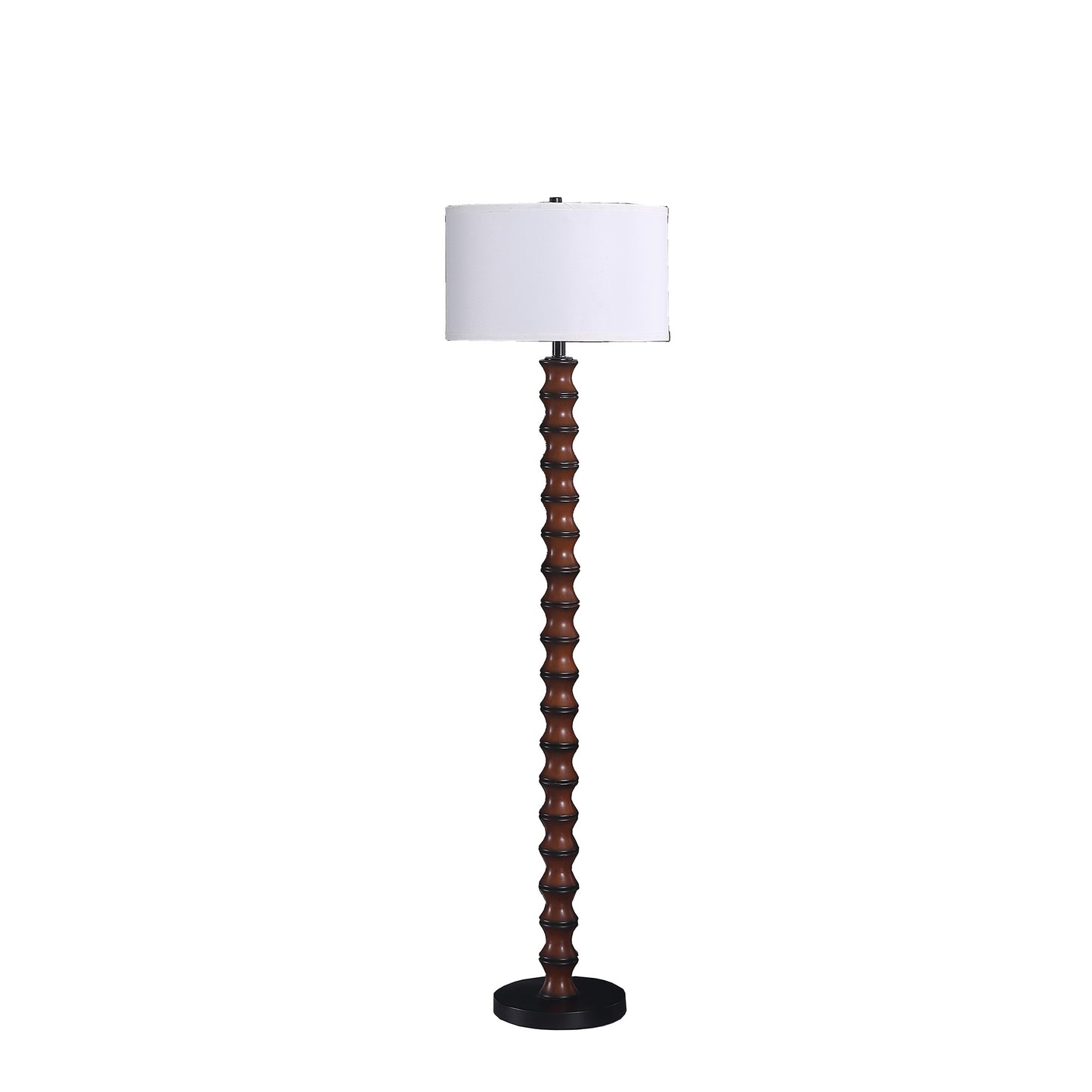 61" Dark Cherry Black Faux Wood Bubble Floor Lamp With White Drum Shade By Homeroots | Floor Lamps | Modishstore - 2