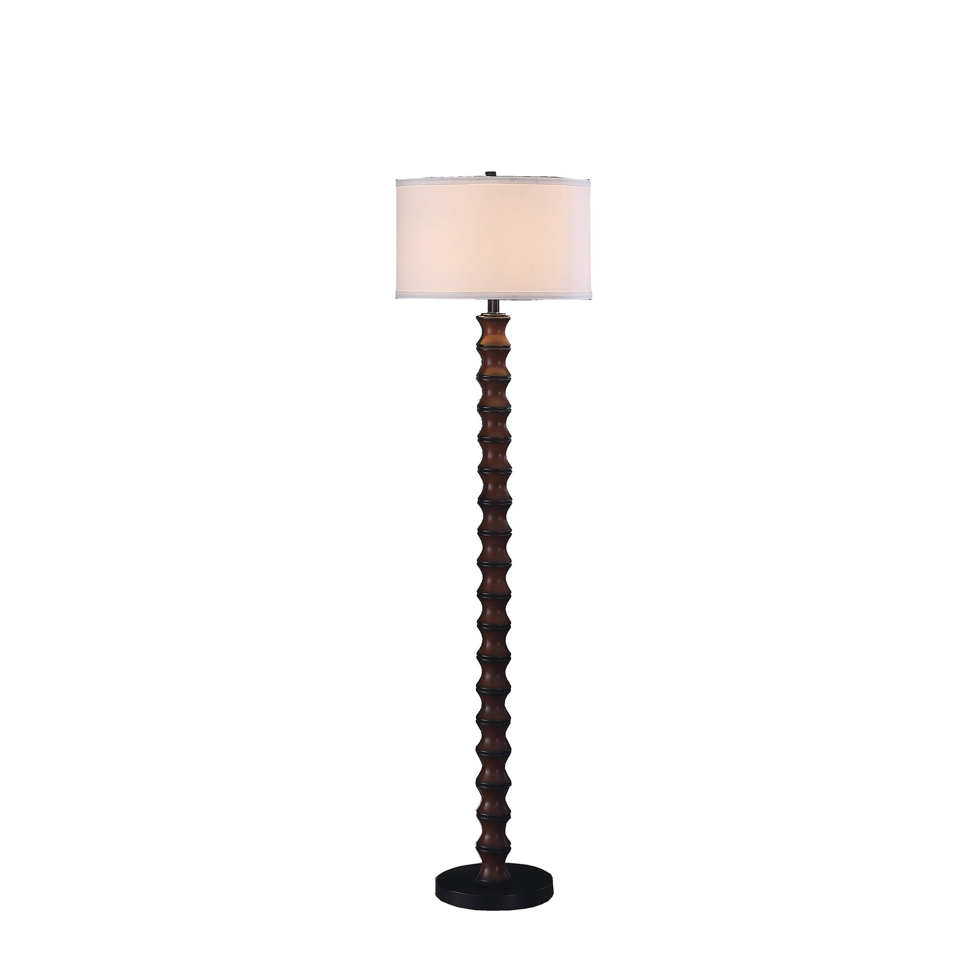 61" Dark Cherry Black Faux Wood Bubble Floor Lamp With White Drum Shade By Homeroots | Floor Lamps | Modishstore - 3