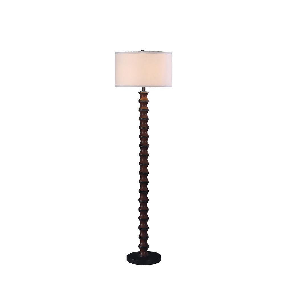 61" Dark Cherry Black Faux Wood Bubble Floor Lamp With White Drum Shade By Homeroots | Floor Lamps | Modishstore - 3