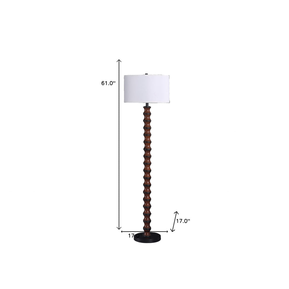 61" Dark Cherry Black Faux Wood Bubble Floor Lamp With White Drum Shade By Homeroots | Floor Lamps | Modishstore - 6