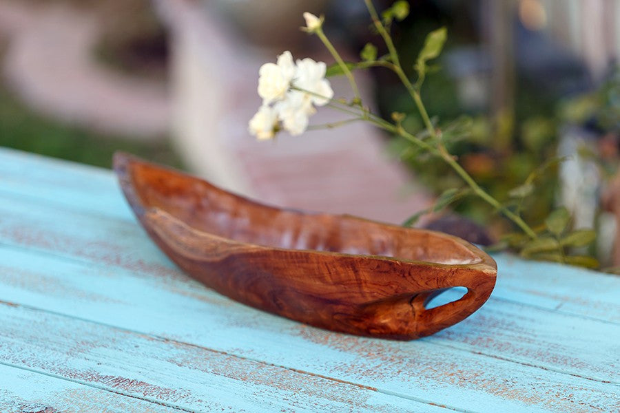 Garden Age Supply Habini Teak Leaf Boat Bowl - Set Of 2 | Decorative Bowls | Modishstore