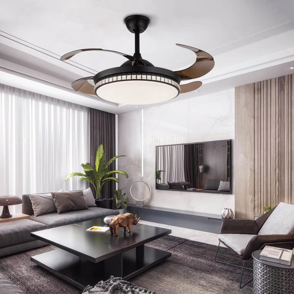 Stylish Black Chandelier With Retractable Blades By Homeroots | Chandeliers | Modishstore - 2