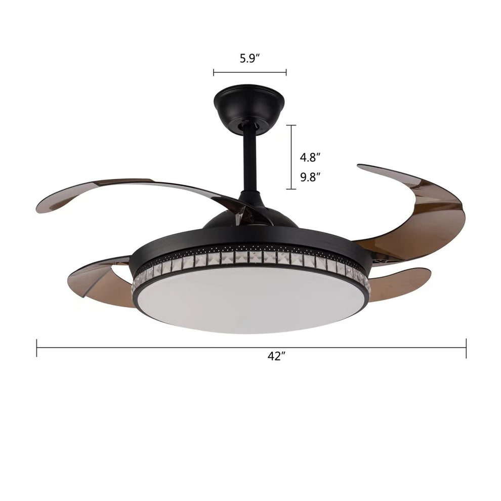 Stylish Black Chandelier With Retractable Blades By Homeroots | Chandeliers | Modishstore - 4
