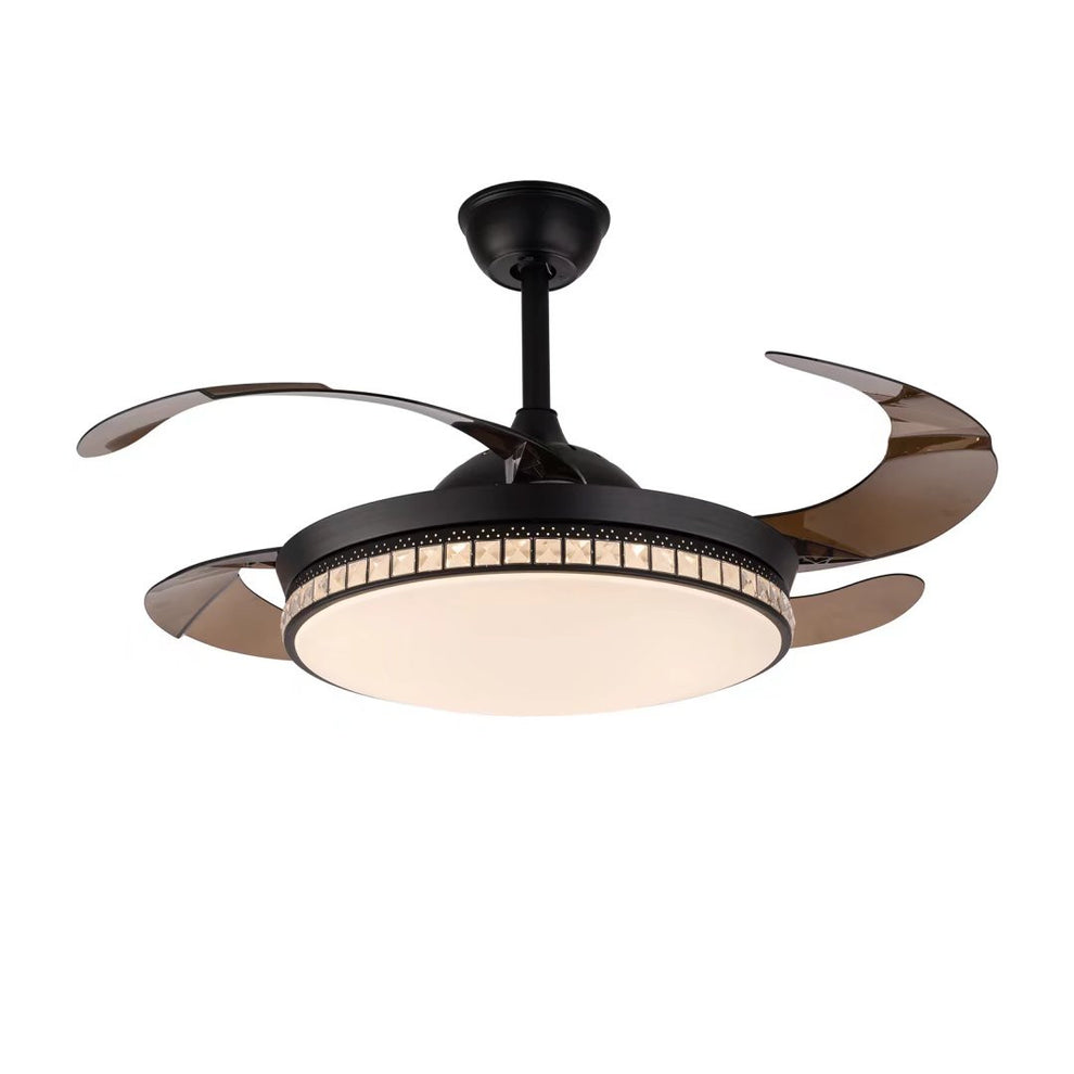 Stylish Black Chandelier With Retractable Blades By Homeroots | Chandeliers | Modishstore - 5