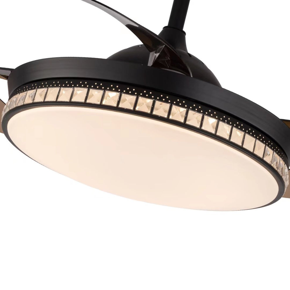Stylish Black Chandelier With Retractable Blades By Homeroots | Chandeliers | Modishstore - 7