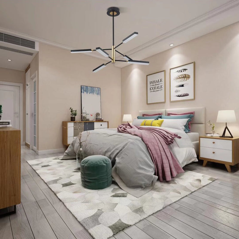 Asymmetric Black and Gold Six Light Ceiling Light By Homeroots | Chandeliers | Modishstore