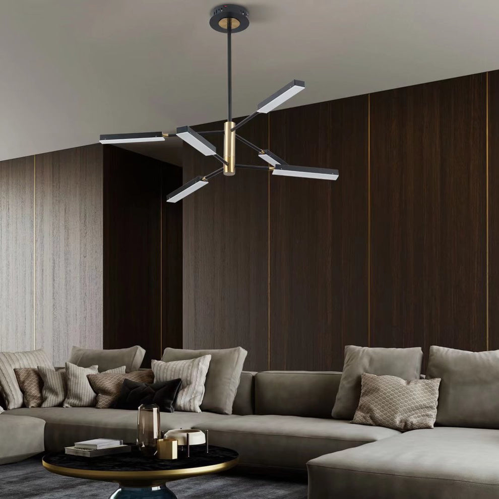 Asymmetric Black and Gold Six Light Ceiling Light By Homeroots | Chandeliers | Modishstore - 3