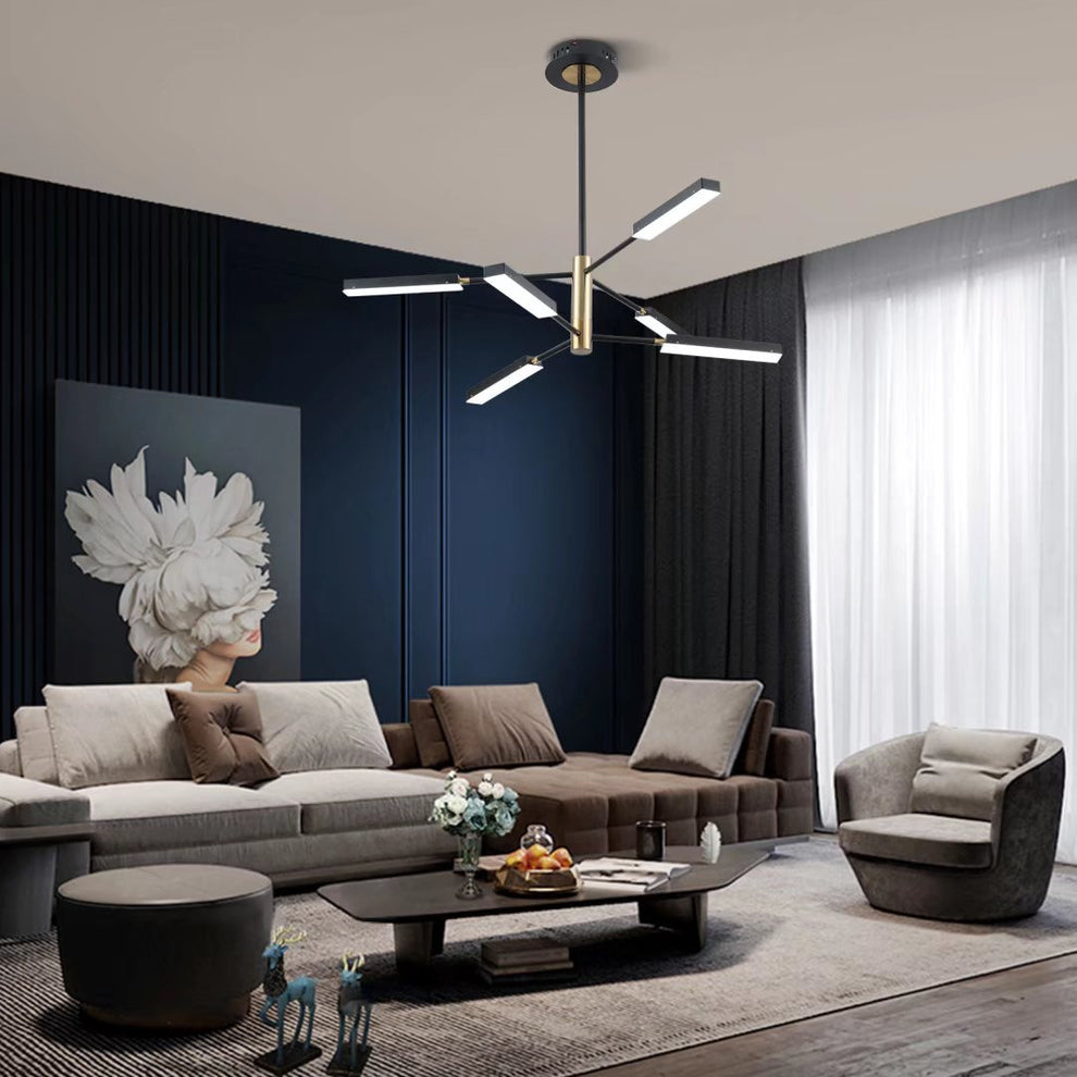 Asymmetric Black and Gold Six Light Ceiling Light By Homeroots | Chandeliers | Modishstore - 5