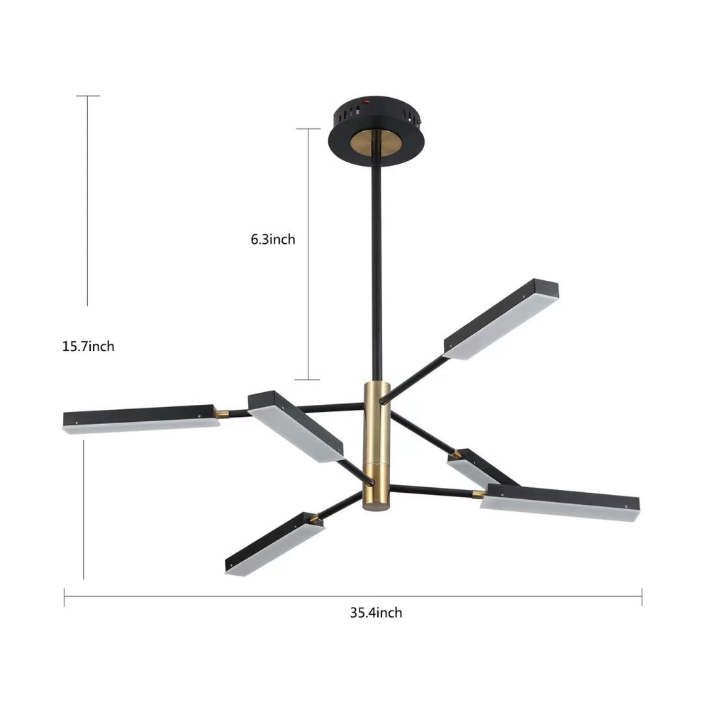 Asymmetric Black and Gold Six Light Ceiling Light By Homeroots | Chandeliers | Modishstore - 7