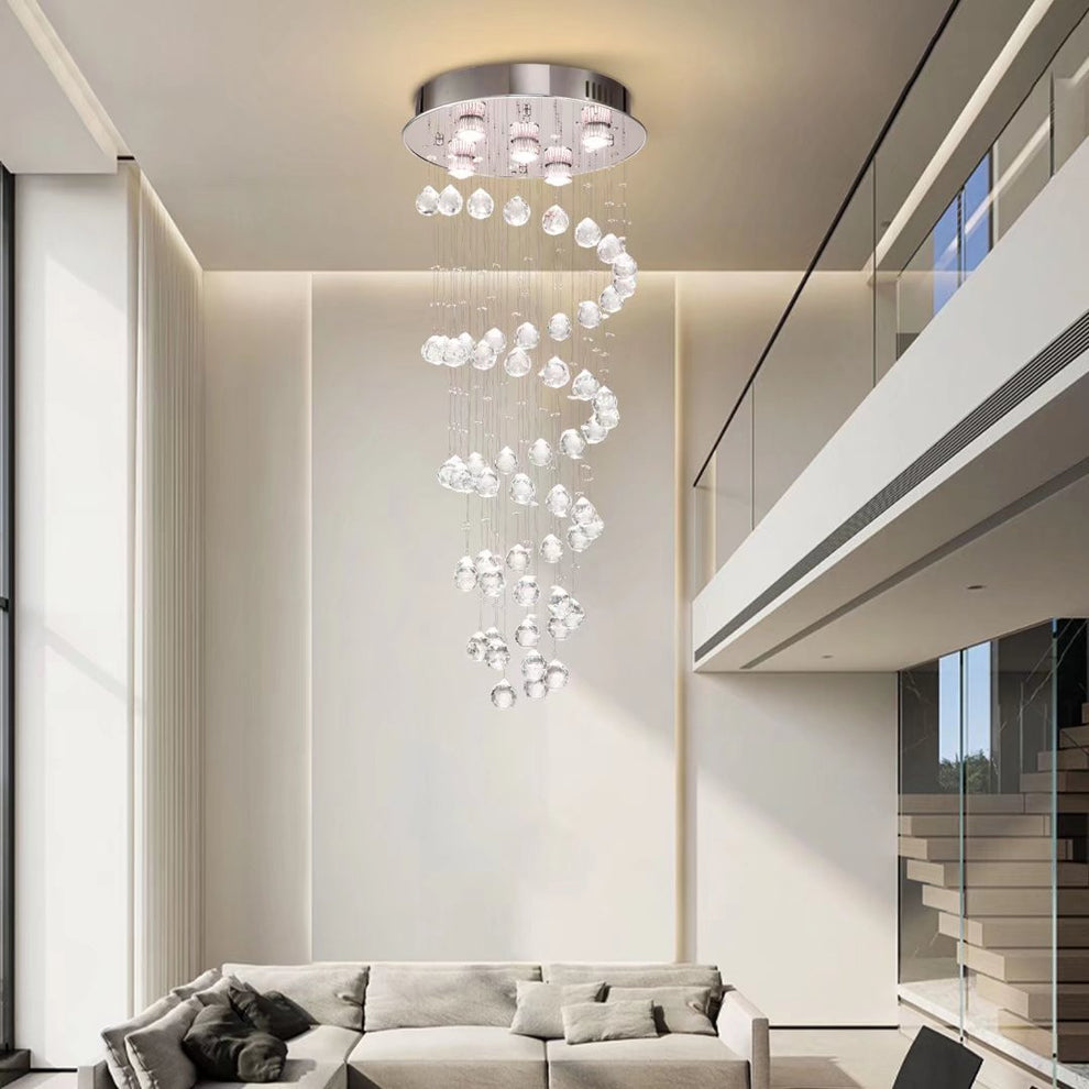 Stylish Spiral Faux Crystal Chandelier Light By Homeroots | Chandeliers | Modishstore - 2