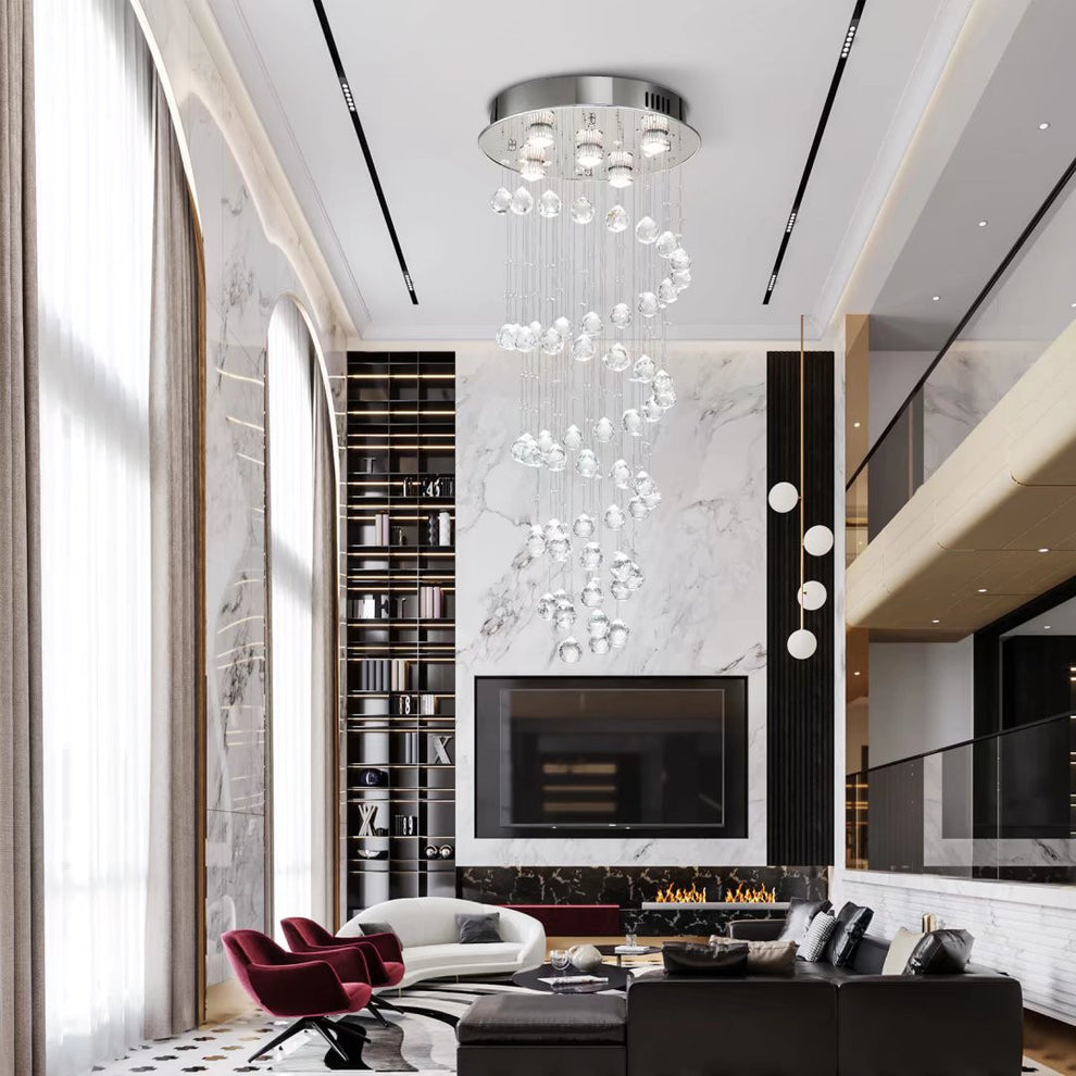 Stylish Spiral Faux Crystal Chandelier Light By Homeroots | Chandeliers | Modishstore - 3