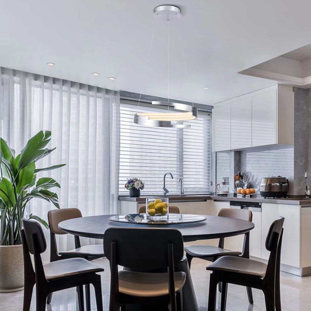 Contemporary Silver LED Circular Spiral Chandelier By Homeroots | Chandeliers | Modishstore - 4