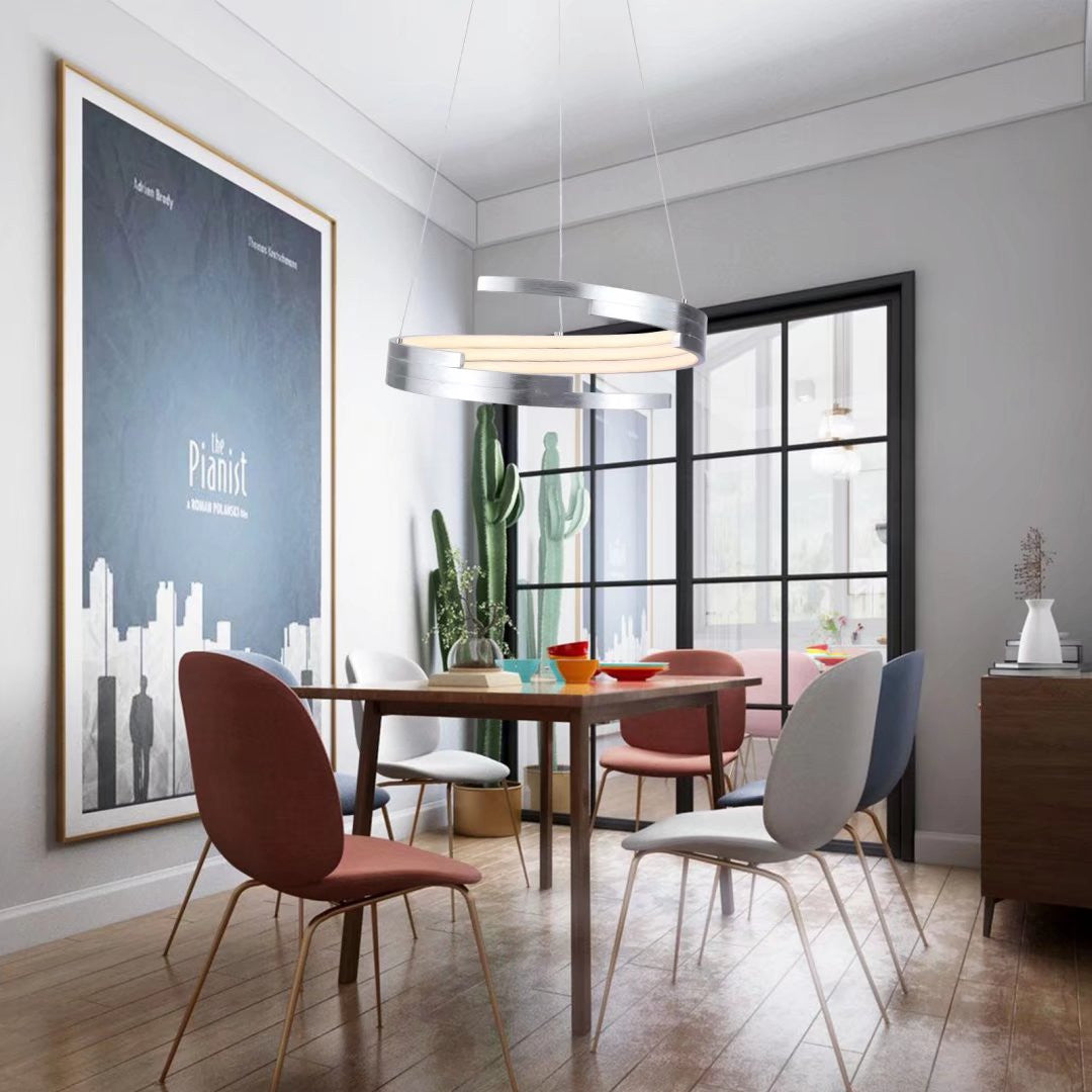 Contemporary Silver LED Circular Spiral Chandelier By Homeroots | Chandeliers | Modishstore - 6