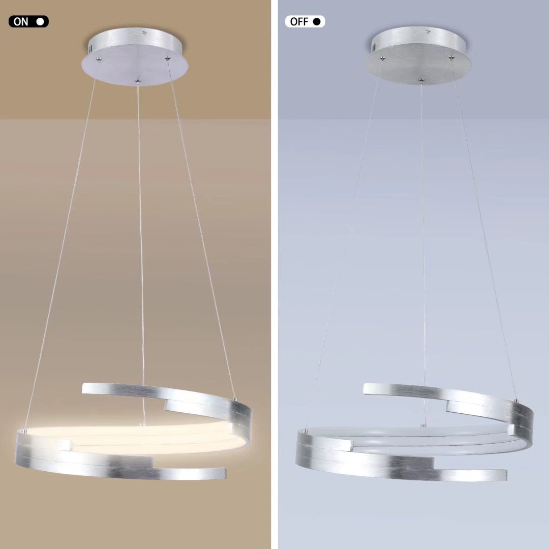 Contemporary Silver LED Circular Spiral Chandelier By Homeroots | Chandeliers | Modishstore - 7