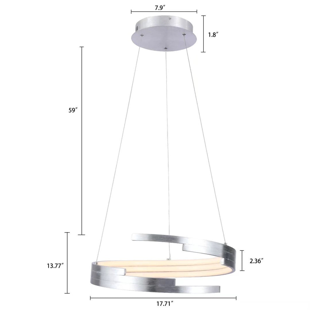 Contemporary Silver LED Circular Spiral Chandelier By Homeroots | Chandeliers | Modishstore - 8