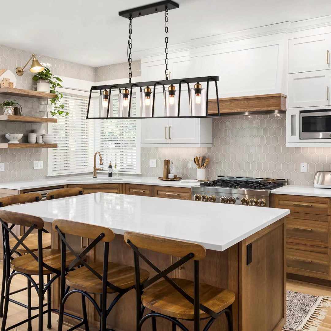 Black Modern Farmhouse Five Light Hanging Chandelier By Homeroots- do not publish | Chandeliers | Modishstore - 2