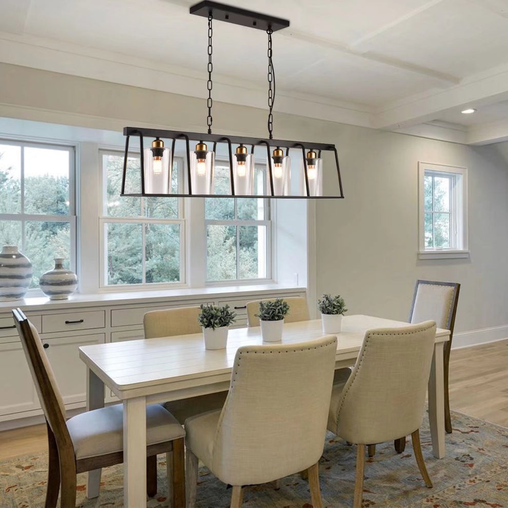Black Modern Farmhouse Five Light Hanging Chandelier By Homeroots- do not publish | Chandeliers | Modishstore - 4