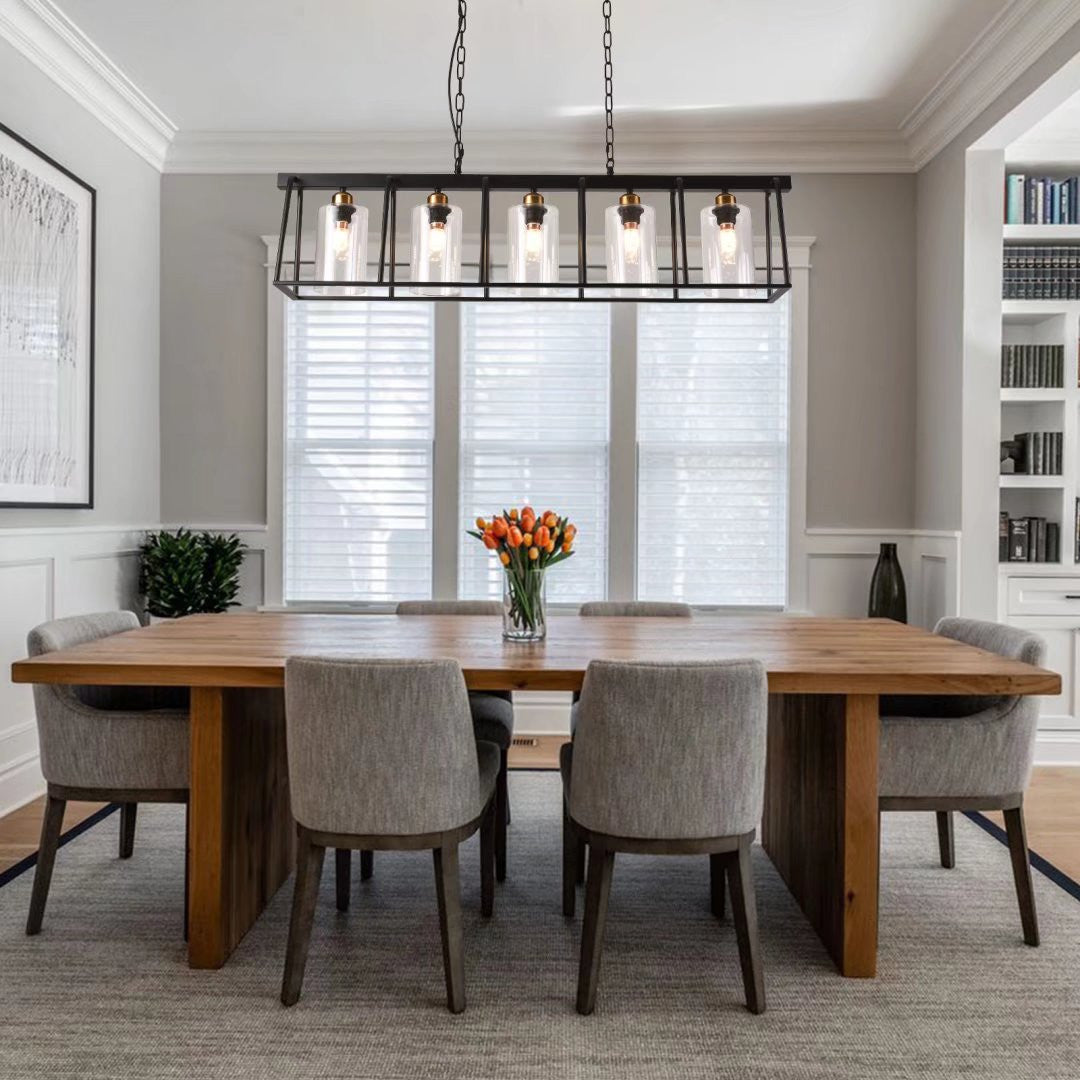 Black Modern Farmhouse Five Light Hanging Chandelier By Homeroots- do not publish | Chandeliers | Modishstore - 5