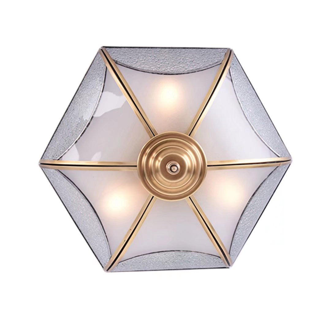 White and Gold Traditional Hexagon Ceiling Light Fixture By Homeroots | Chandeliers | Modishstore - 6