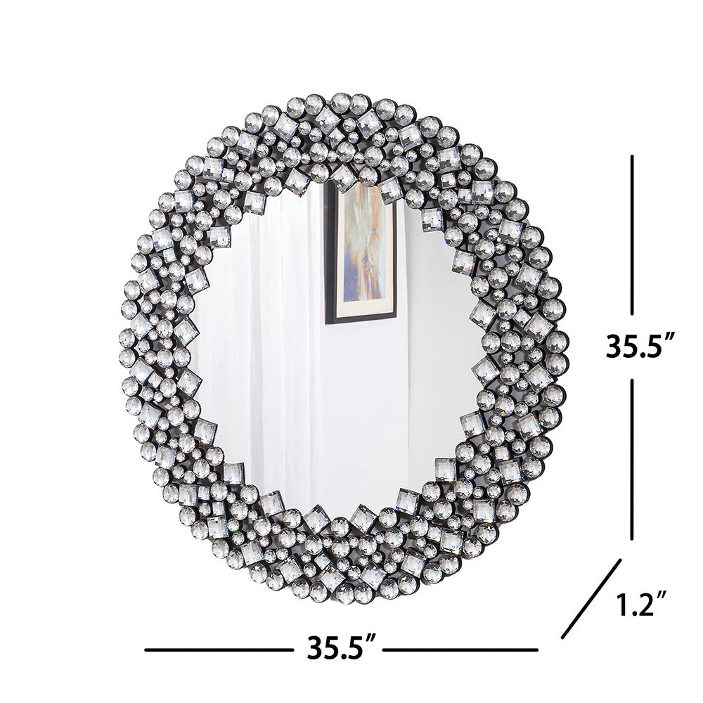 Round Diamond Jeweled Wall Mirror By Homeroots | Mirrors | Modishstore - 4