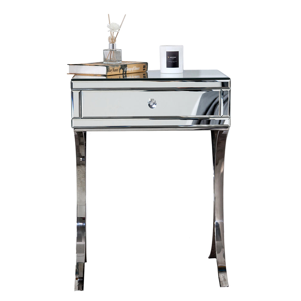 Mirrored Silver Finish Nightstand Drawer By Homeroots | Nightstands | Modishstore - 2