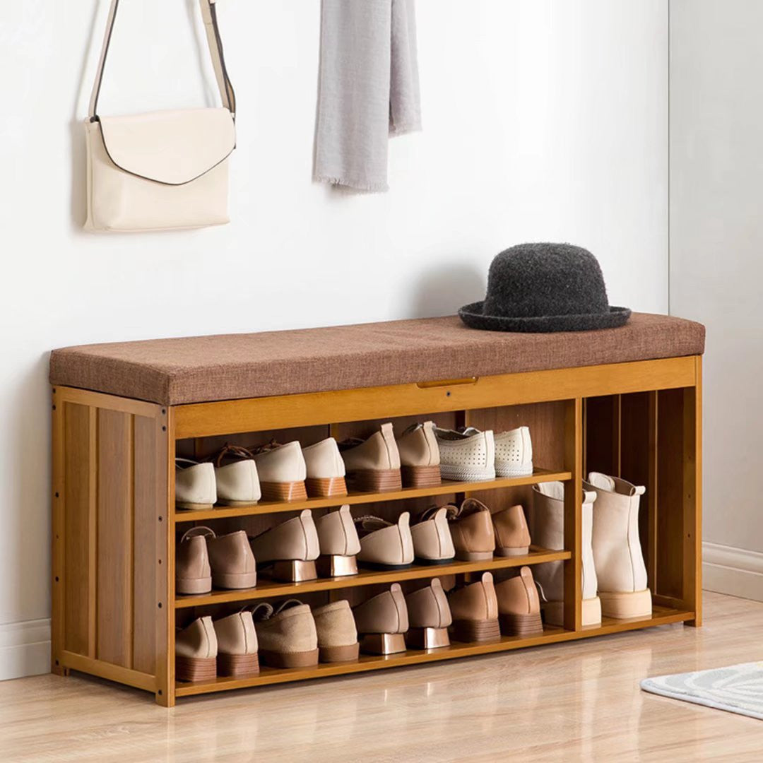 Stylish Brown Wood Shoe Rack And Bench By Homeroots | Shelves & Shelving Units | Modishstore