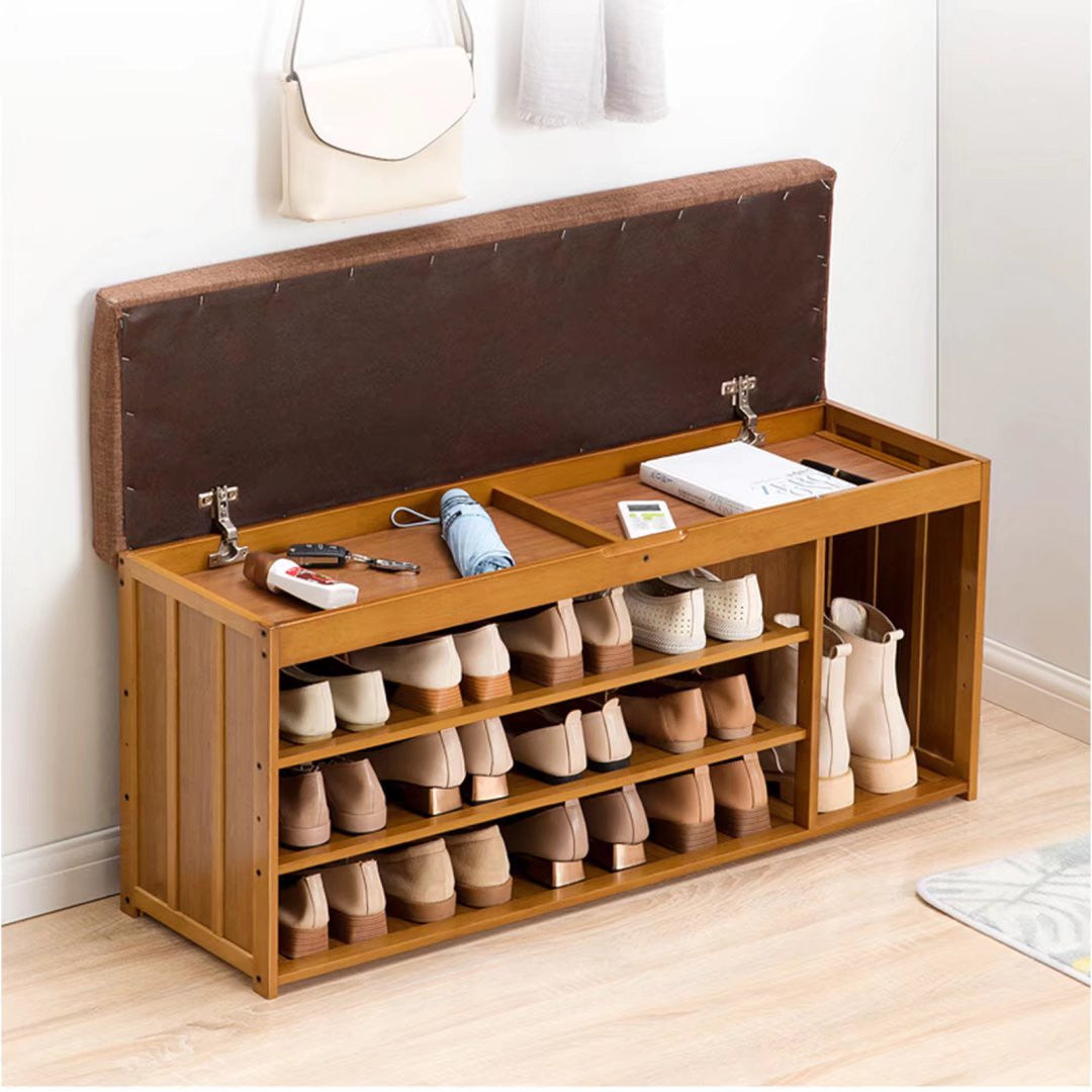 Stylish Brown Wood Shoe Rack And Bench By Homeroots | Shelves & Shelving Units | Modishstore - 2