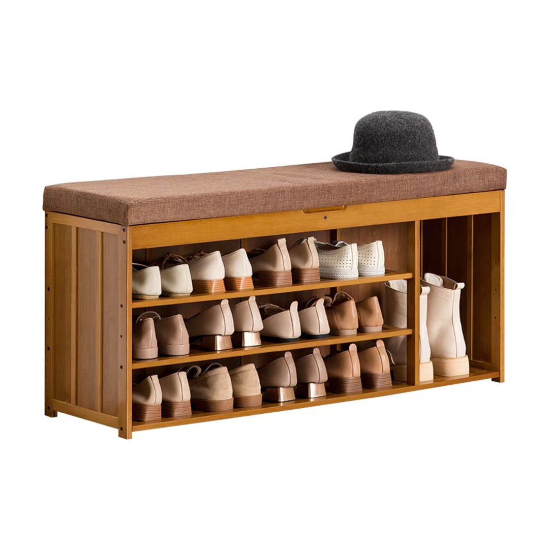 Stylish Brown Wood Shoe Rack And Bench By Homeroots | Shelves & Shelving Units | Modishstore - 4
