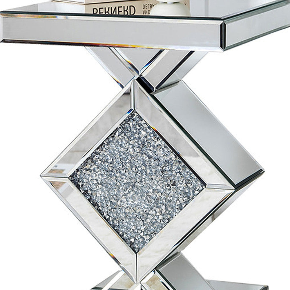 Diamond Silver Mirrored Side Table By Homeroots | End Tables | Modishstore - 2