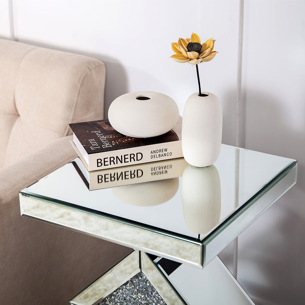 Diamond Silver Mirrored Side Table By Homeroots | End Tables | Modishstore - 5