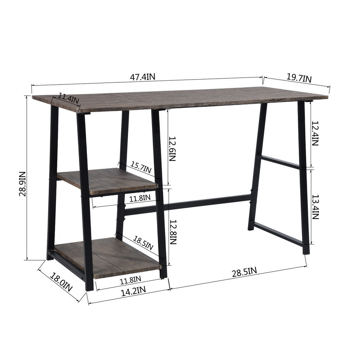 Modern Geo Oak Home Office Table With Storage Shelves By Homeroots | Desks | Modishstore - 6