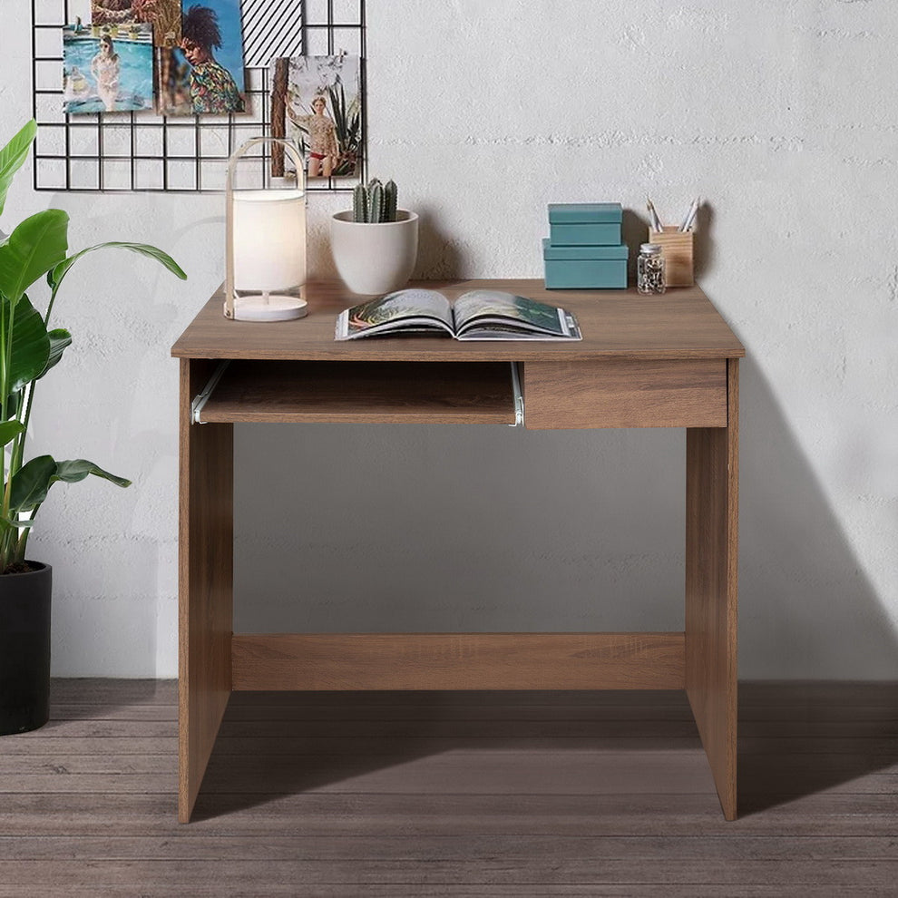 Minimalist Walnut Computer Table with Keyboard Tray By Homeroots | Desks | Modishstore - 2