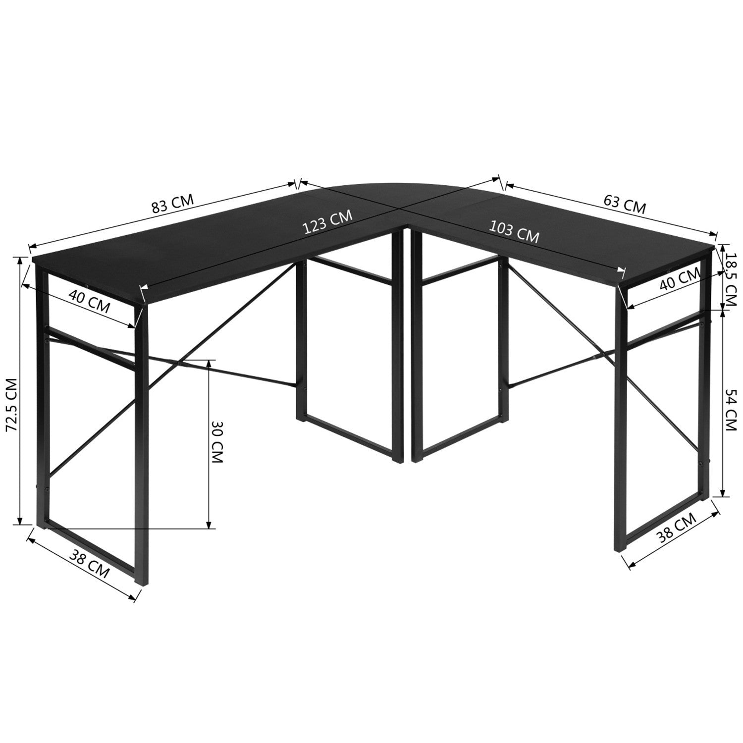 Modern Geo Black L Shape Computer Table By Homeroots | Desks | Modishstore - 5