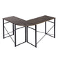 Modern Geo Walnut L Shape Computer Table By Homeroots | Desks | Modishstore - 2