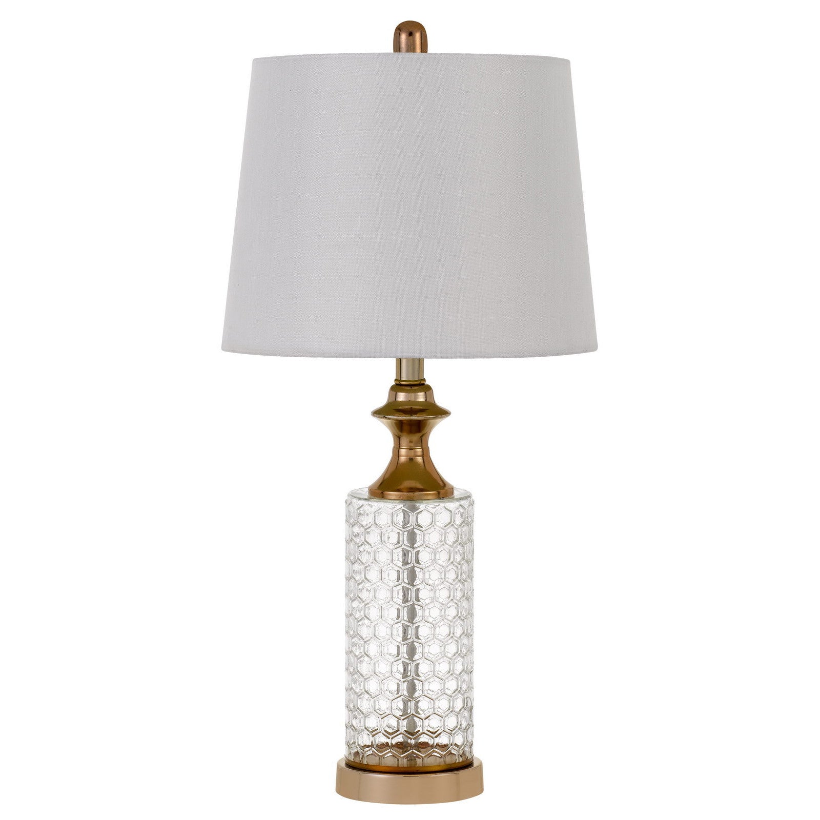 Set of Two 27" Glass Honeycomb and Rose Gold Table Lamps By Homeroots | Table Lamps | Modishstore