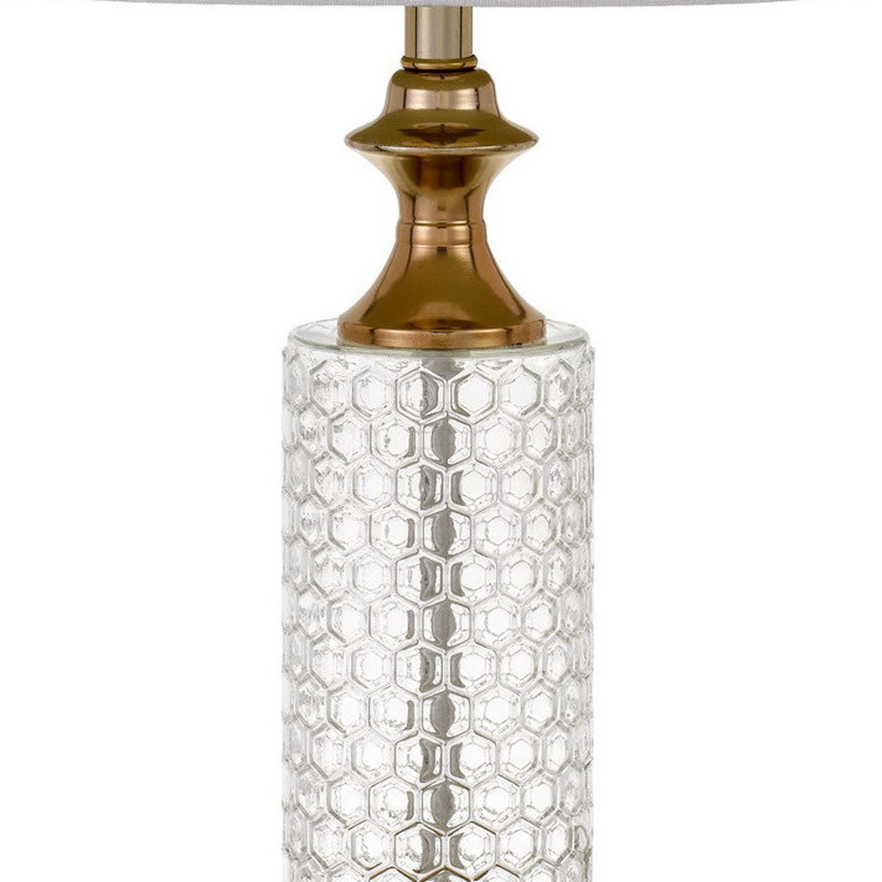 Set of Two 27" Glass Honeycomb and Rose Gold Table Lamps By Homeroots | Table Lamps | Modishstore - 3