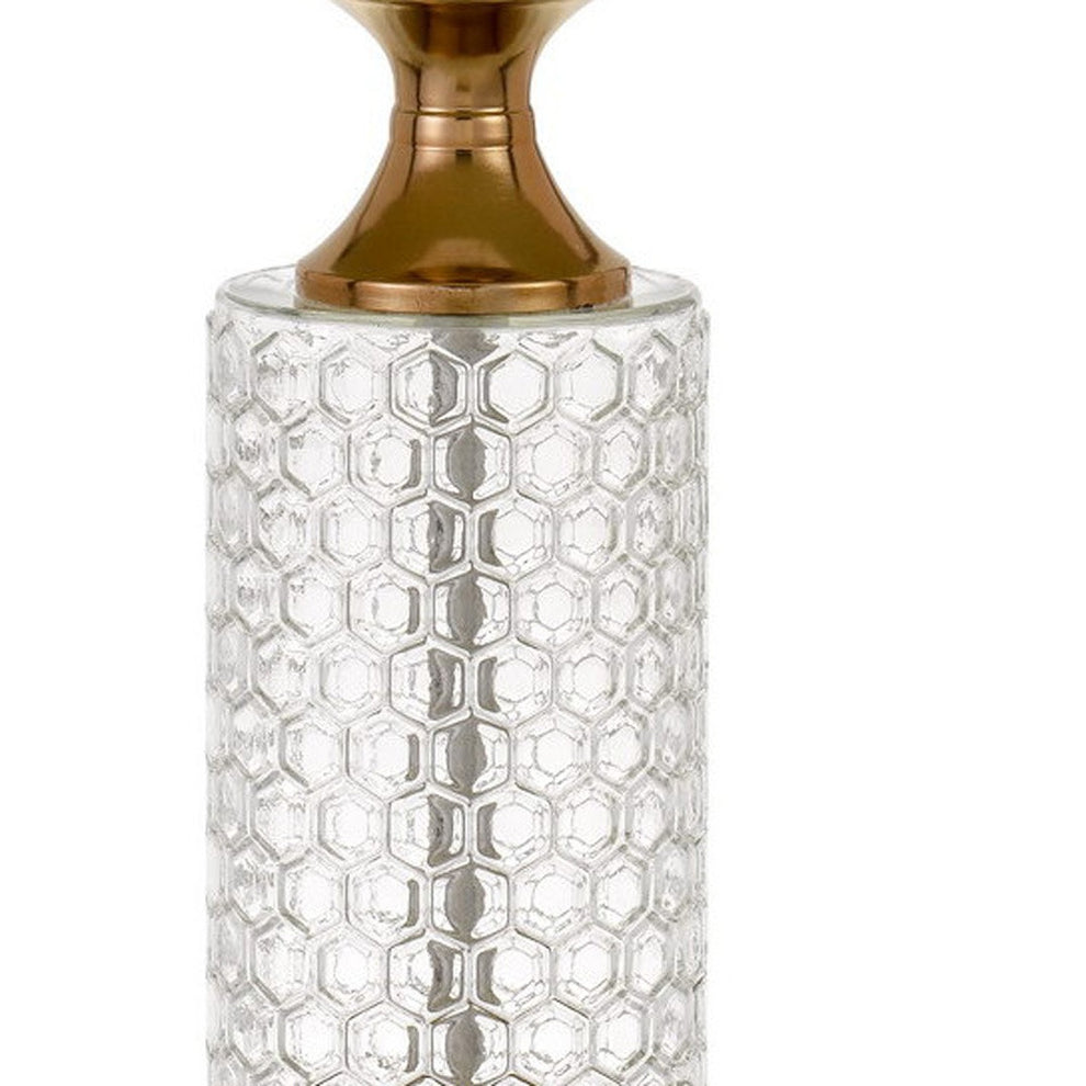Set of Two 27" Glass Honeycomb and Rose Gold Table Lamps By Homeroots | Table Lamps | Modishstore - 4
