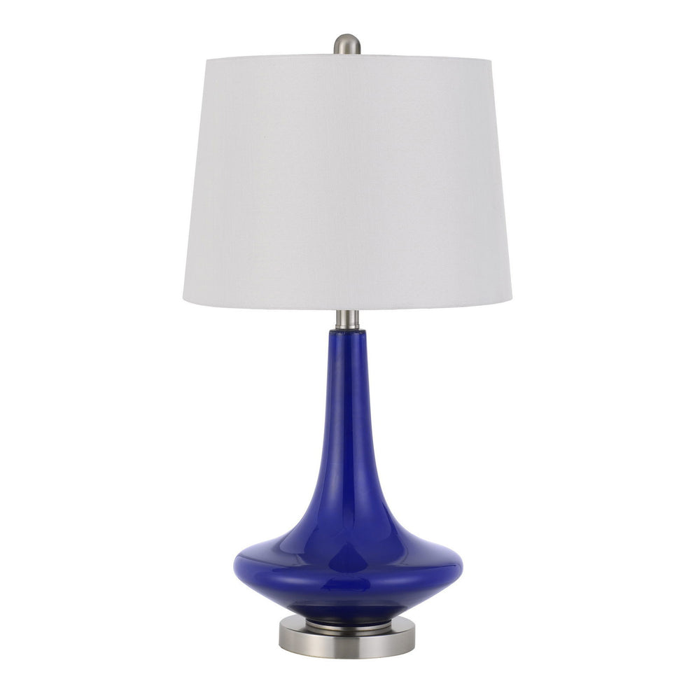 Set of Two 26” Navy Blue Glass Table Lamps By Homeroots | Table Lamps | Modishstore - 2