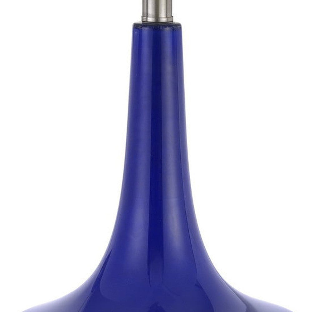 Set of Two 26” Navy Blue Glass Table Lamps By Homeroots | Table Lamps | Modishstore - 3