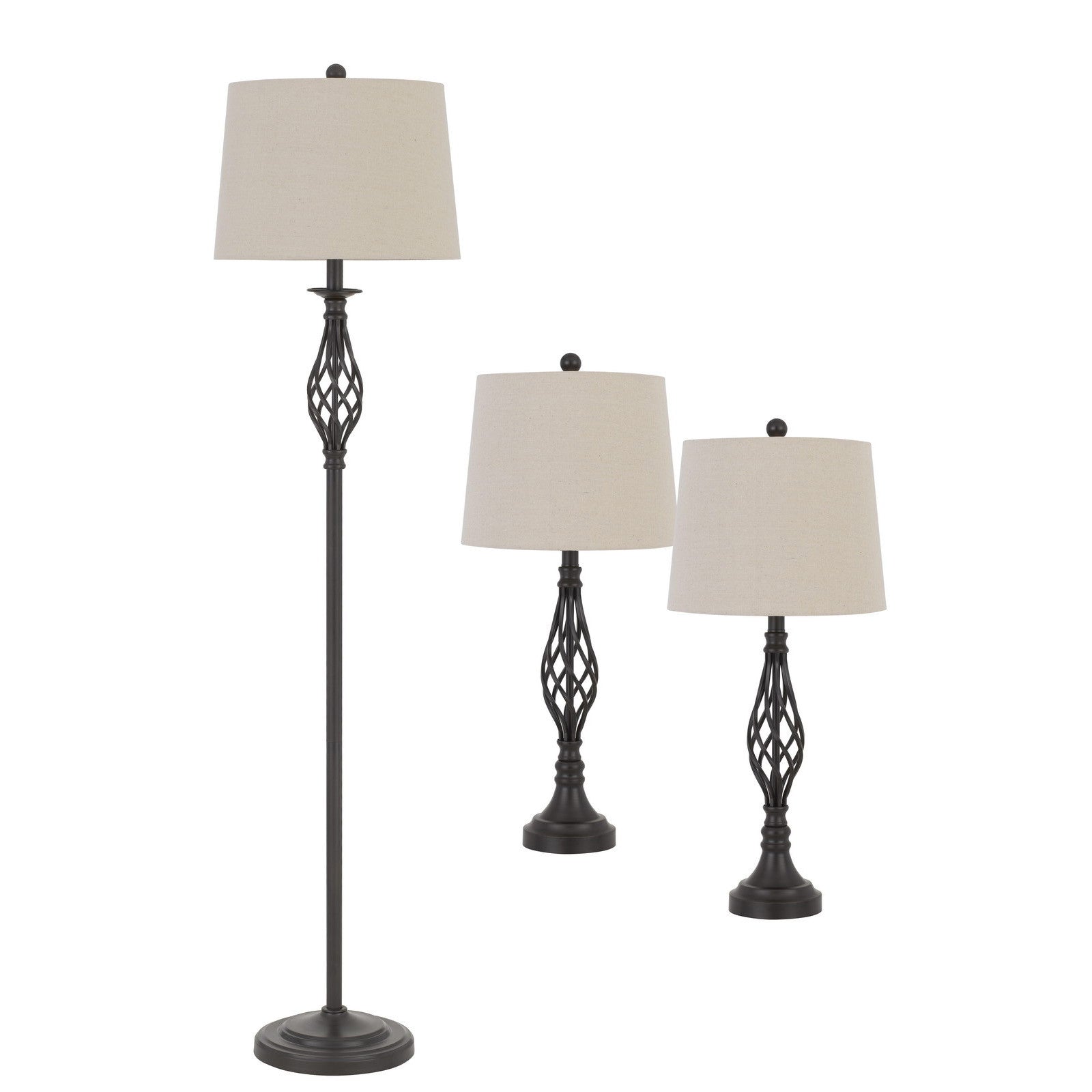 Set of Three Retro Metal Floor and Table Lamp Set By Homeroots | Table Lamps | Modishstore