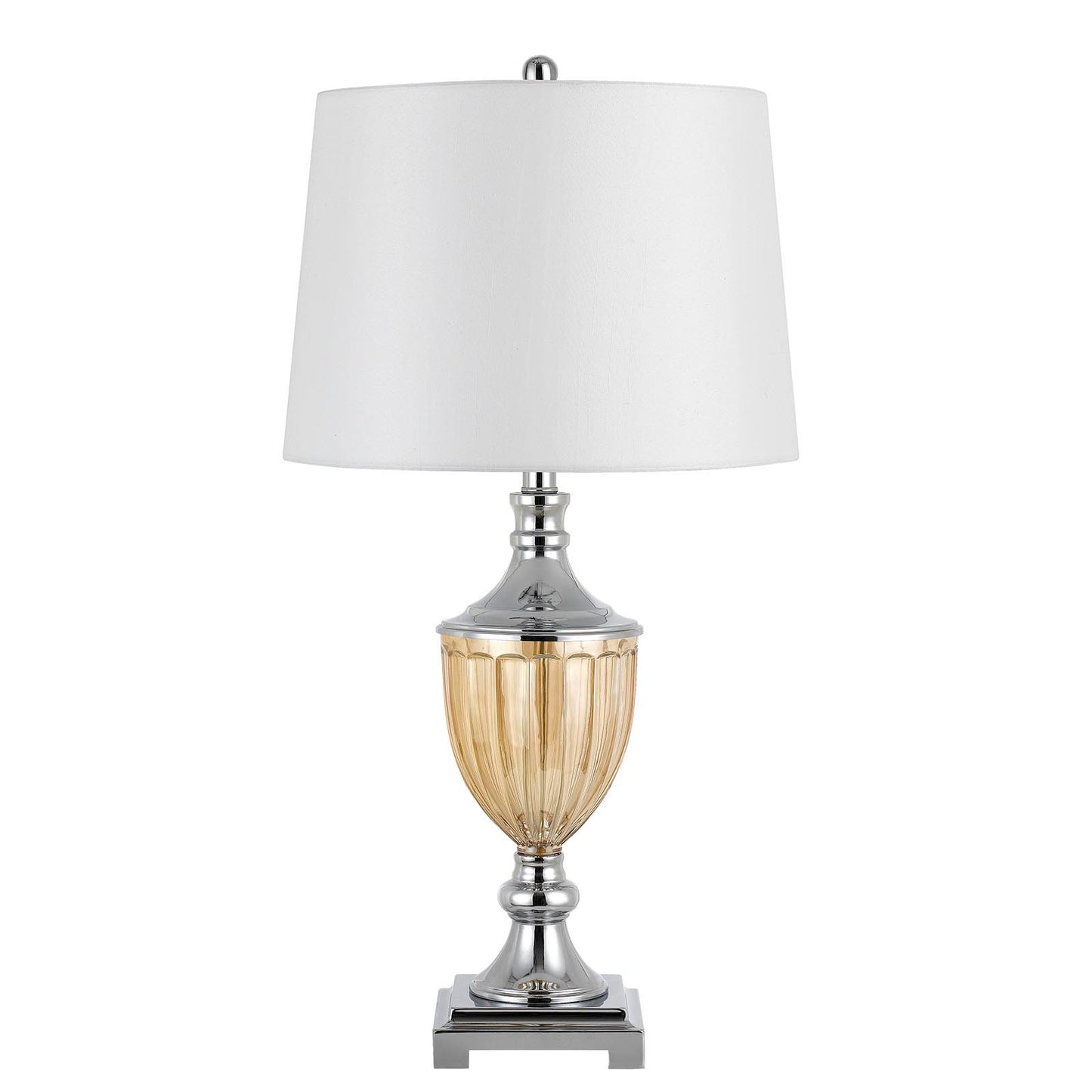 Set of Two 29” Amber Glass And Silver Table Lamp By Homeroots | Table Lamps | Modishstore - 2