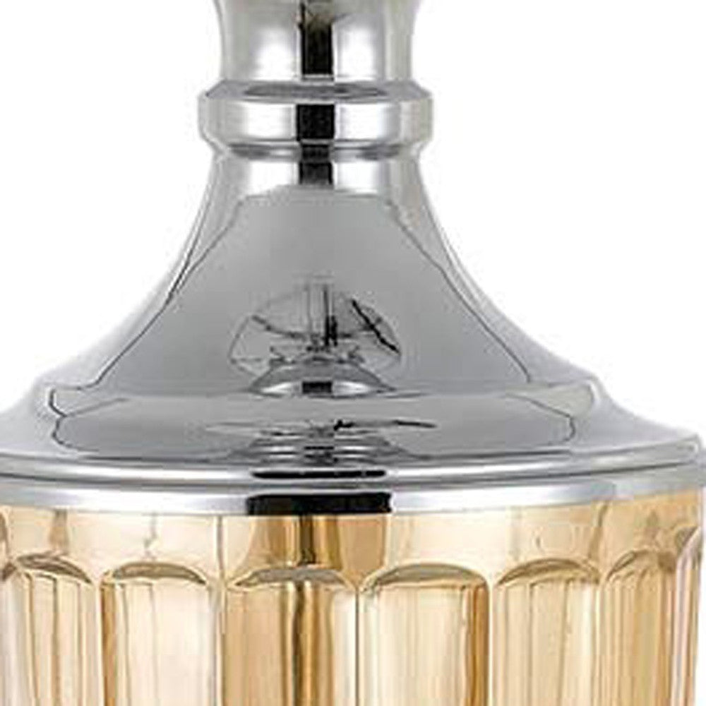 Set of Two 29” Amber Glass And Silver Table Lamp By Homeroots | Table Lamps | Modishstore - 4