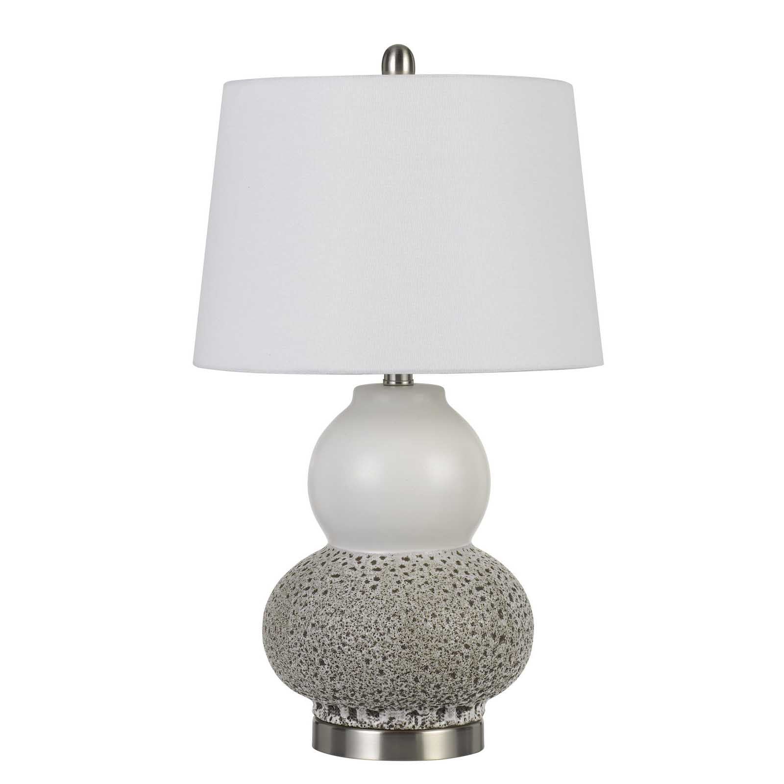Set of Two 24” Grey Ceramic Pear Table Lamps By Homeroots | Table Lamps | Modishstore