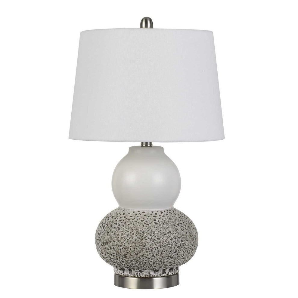 Set of Two 24” Grey Ceramic Pear Table Lamps By Homeroots | Table Lamps | Modishstore - 2